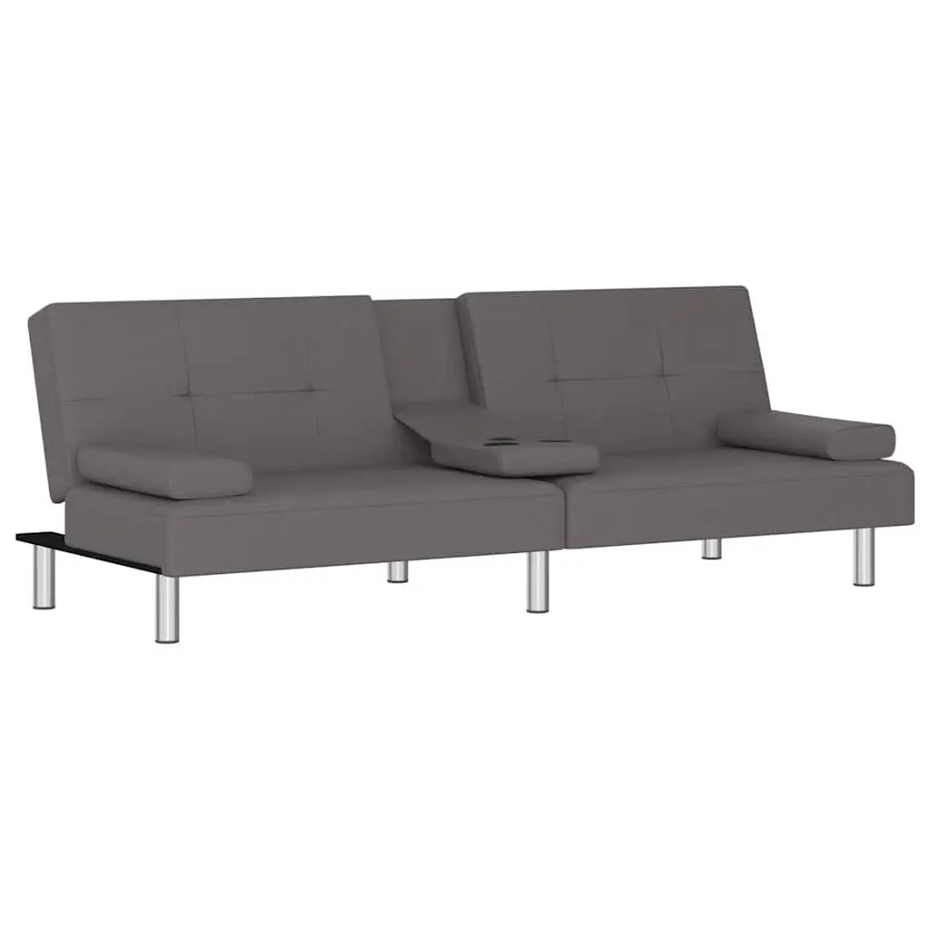 Grey Faux Leather Sofa Bed with USB Charging