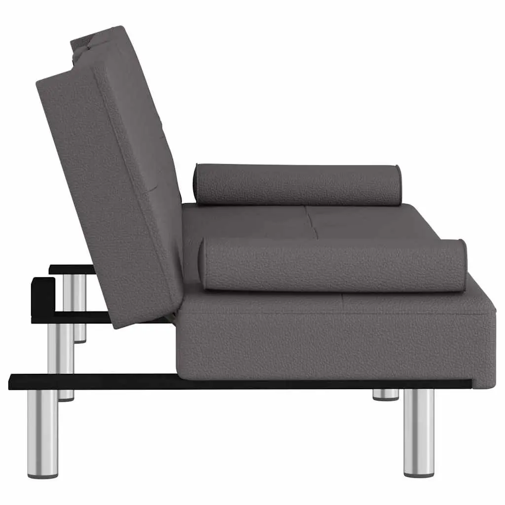 Grey Faux Leather Sofa Bed with USB Charging