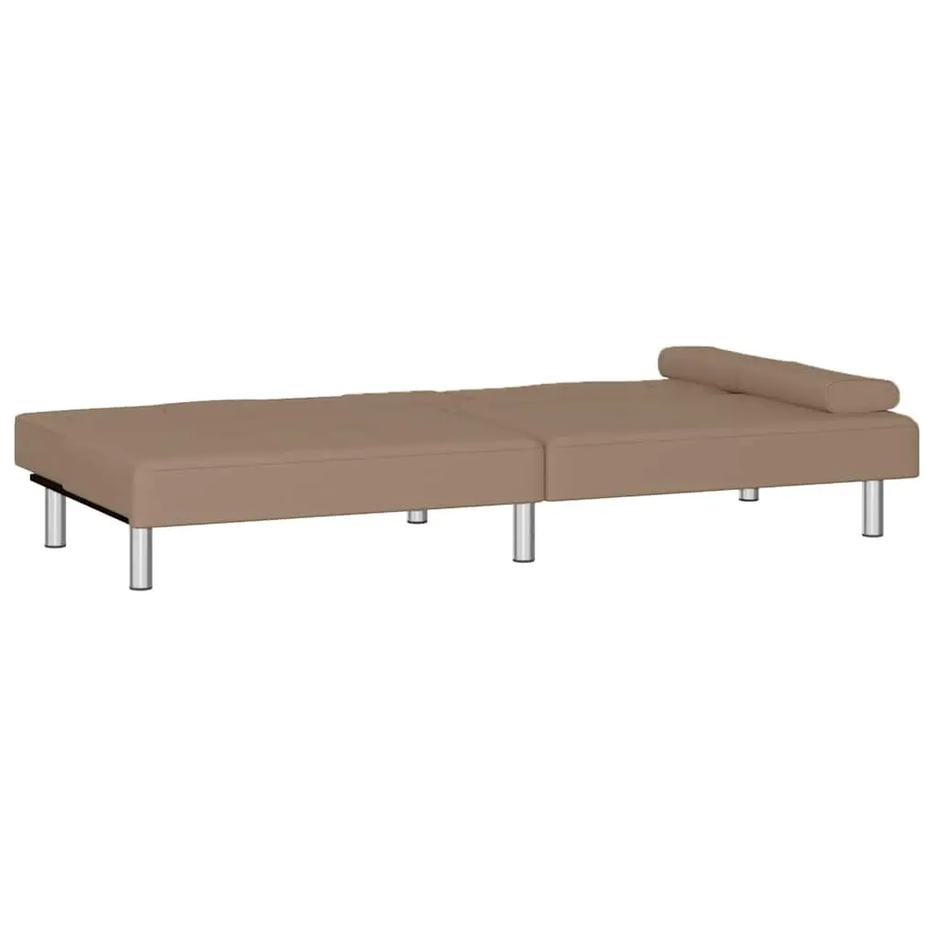 Adjustable Backrest Sofa Bed with Cup Holders in Brown