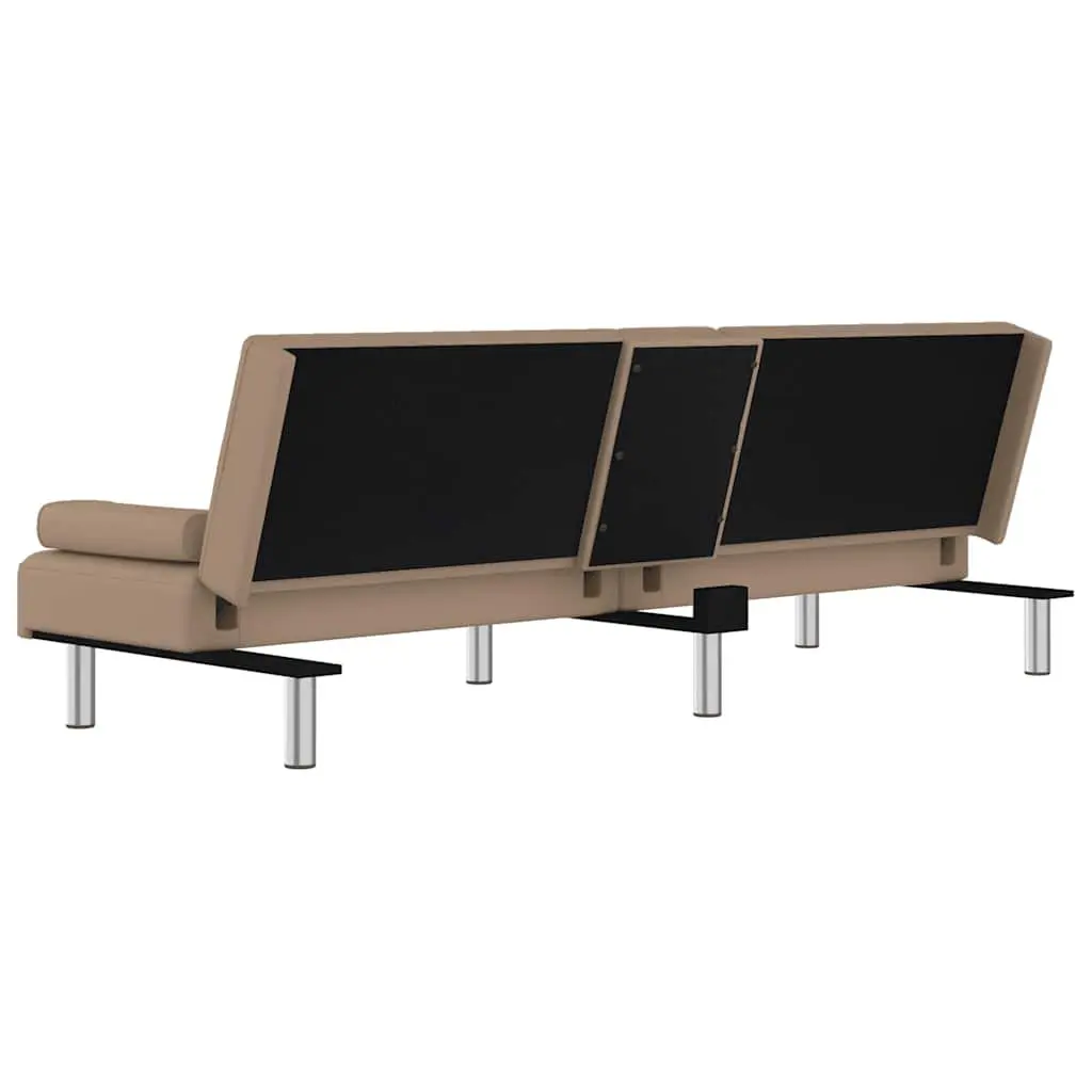 Adjustable Backrest Sofa Bed with Cup Holders in Brown