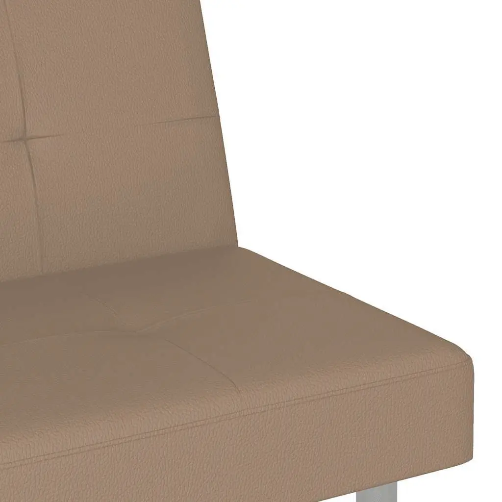Adjustable Backrest Sofa Bed with Cup Holders in Brown