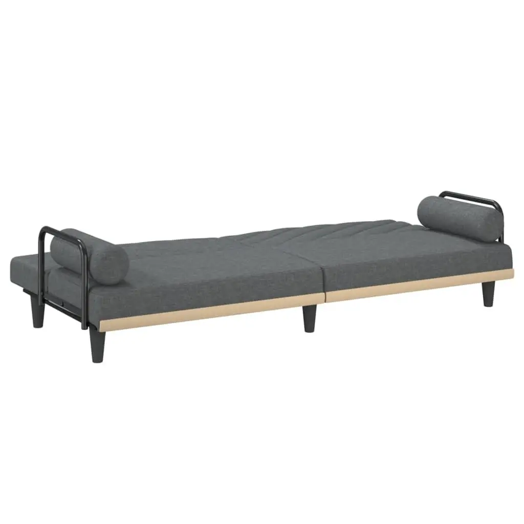 Grey Fabric Sofa Bed with Adjustable Backrest and Armrests