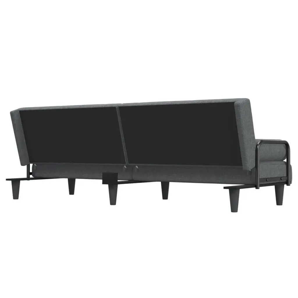 Grey Fabric Sofa Bed with Adjustable Backrest and Armrests