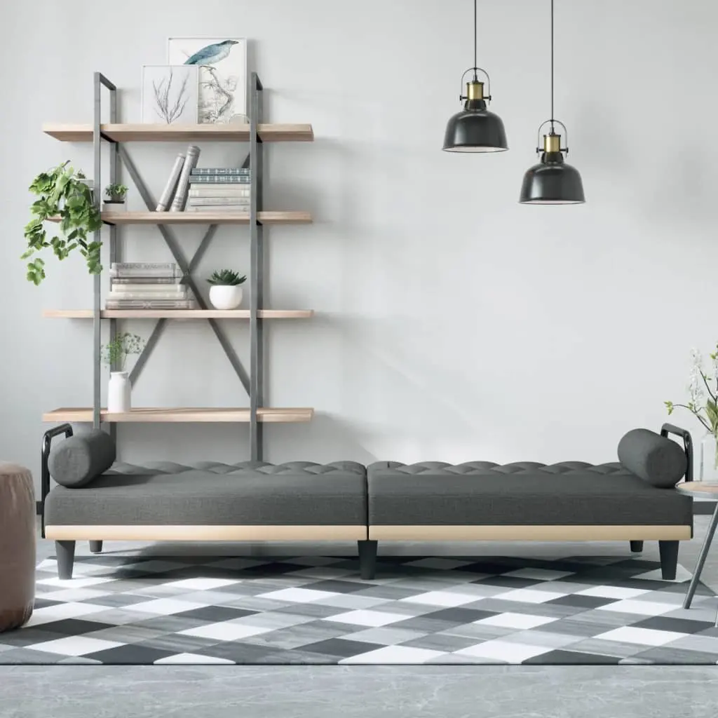 Grey Fabric Sofa Bed with Adjustable Backrest