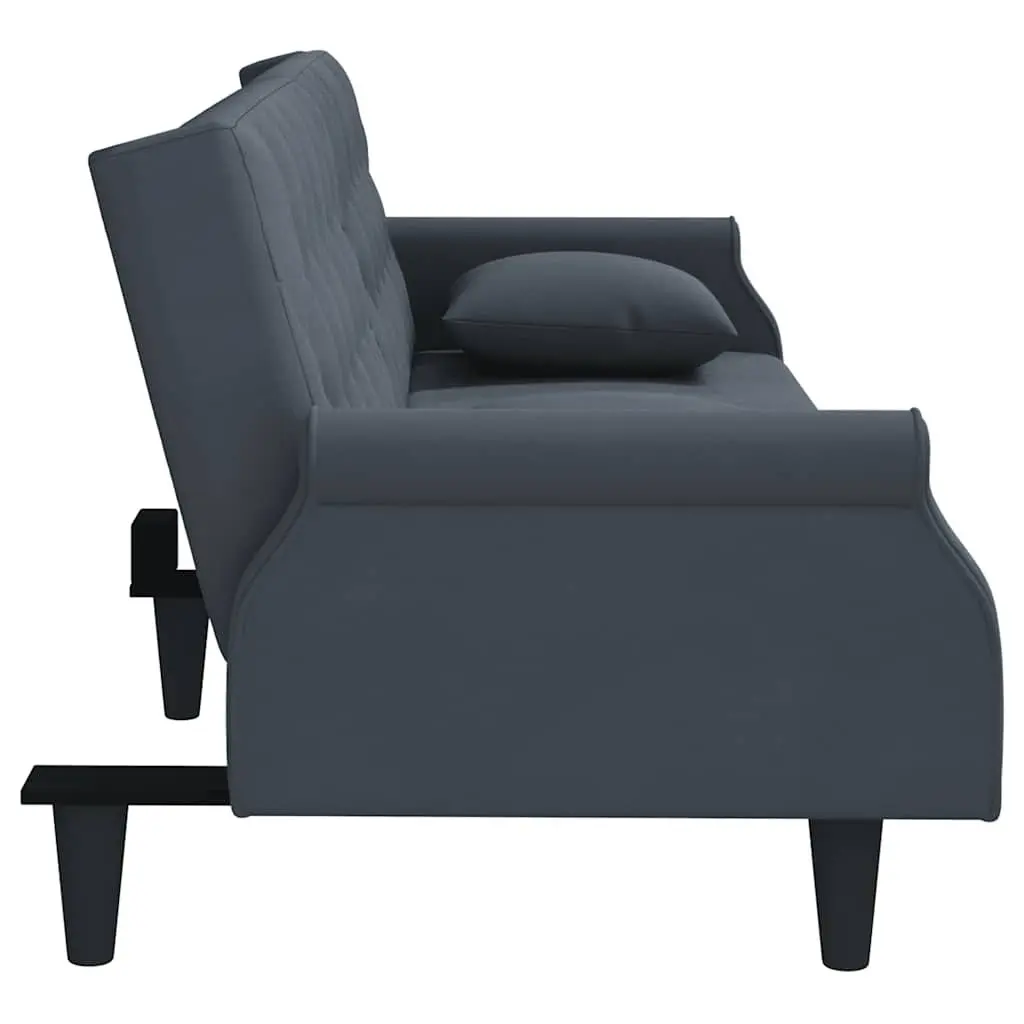 Grey Velvet Sofa Bed with Adjustable Backrest