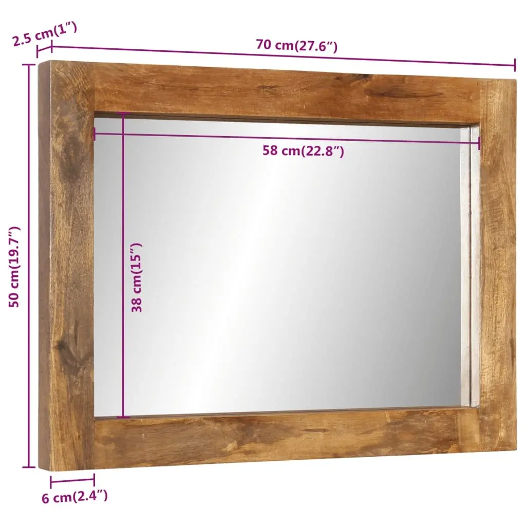 Solid Mango Wood Framed Wall-Mounted Mirror 70x50 cm
