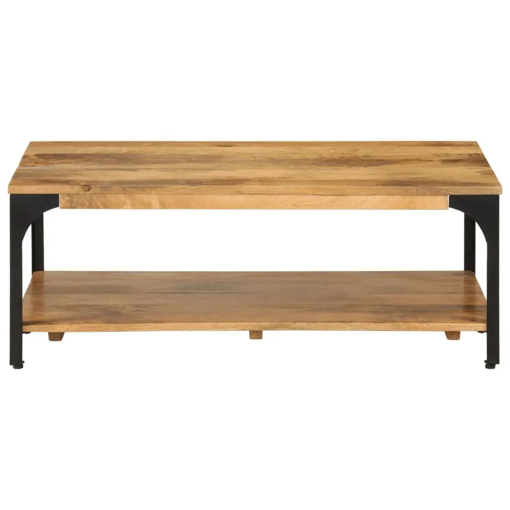 2-Tier Brown Mango Wood Coffee Table with Steel Frame