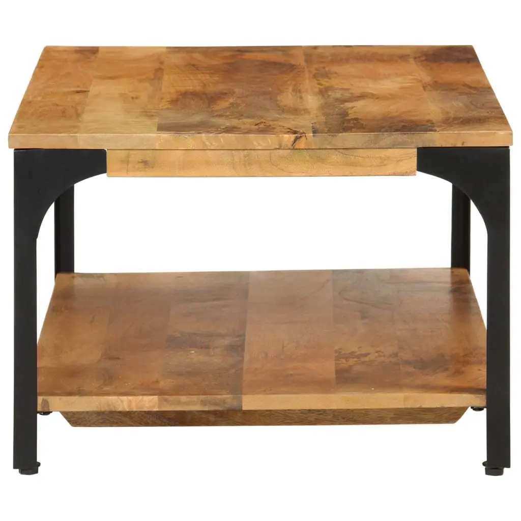 2-Tier Brown Mango Wood Coffee Table with Steel Frame