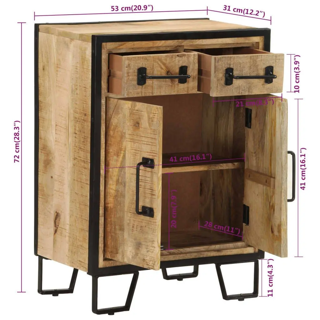 Sideboard Cabinet with 2 Drawers and Iron Frame