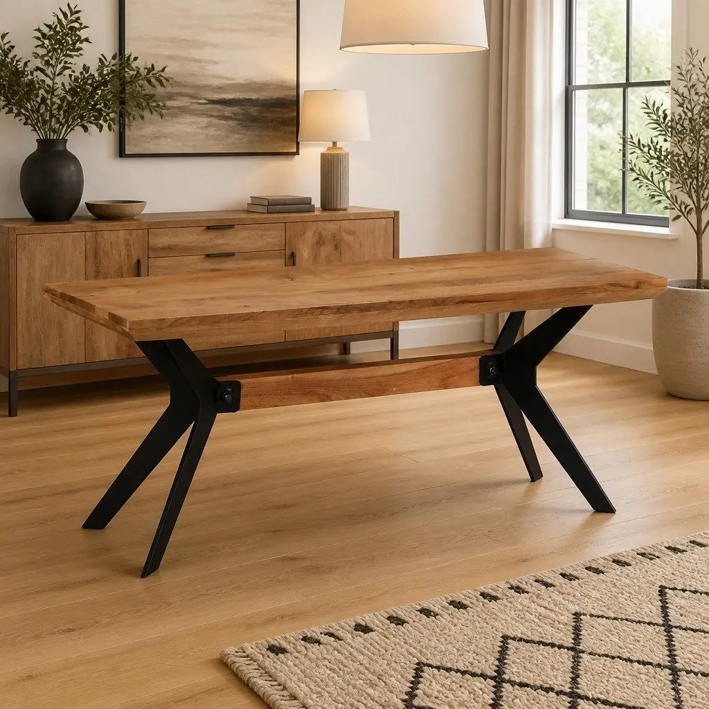 Industrial Style Dining Bench 110x40x46 cm Solid Wood