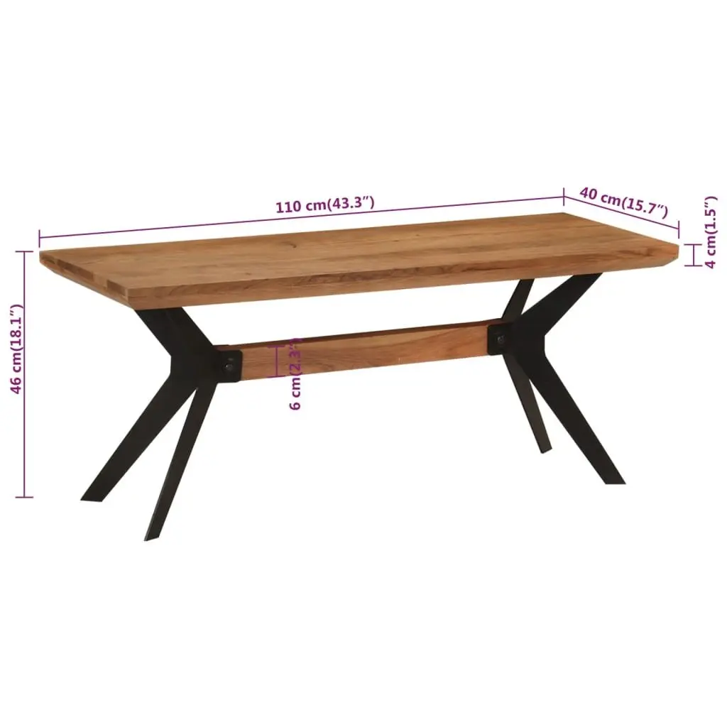 Industrial Style Dining Bench 110x40x46 cm Solid Wood