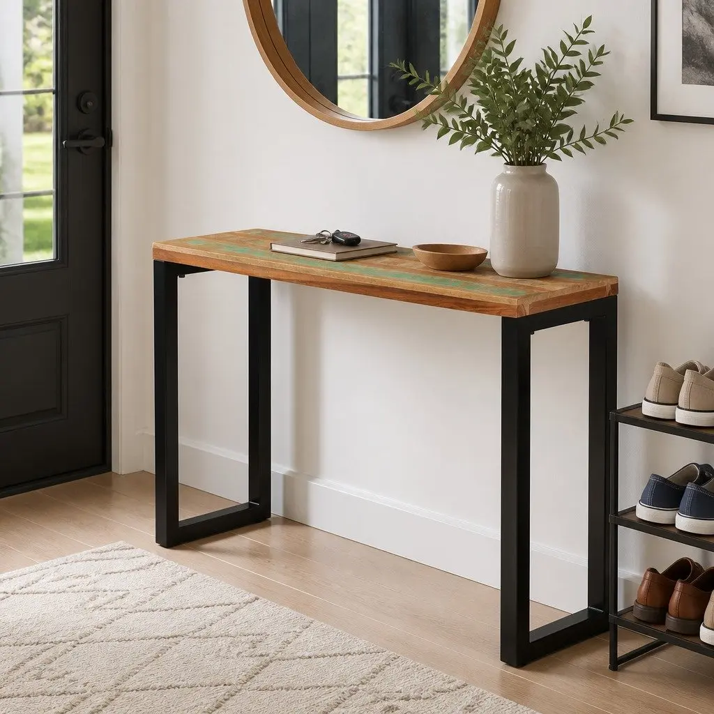 Solid Reclaimed Wood Console Table 110x35x75 cm