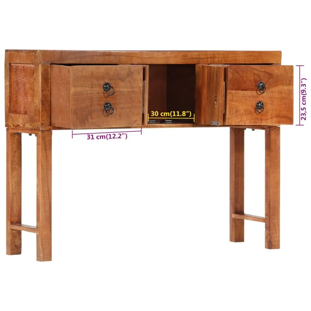 Solid Wood Console Table 120x32x80cm