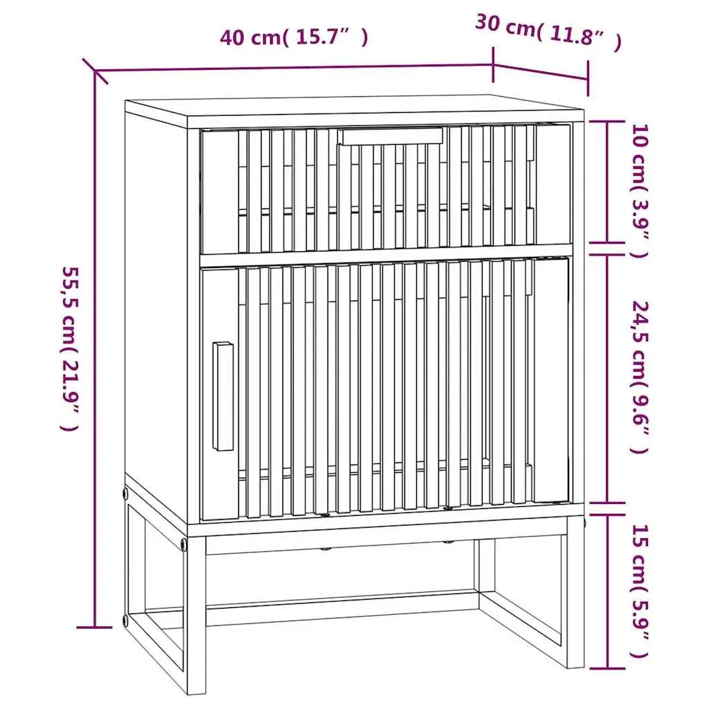 Bedside Cabinets Engineered Wood Brown 2 Piece Nightstand Storage