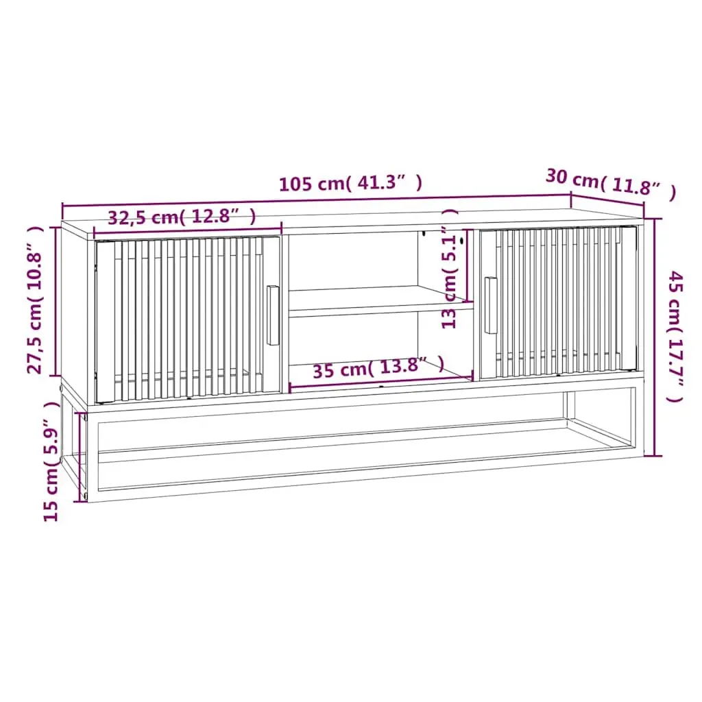 TV Cabinet Engineered Wood 105x30x45 cm Brown with Metal Feet