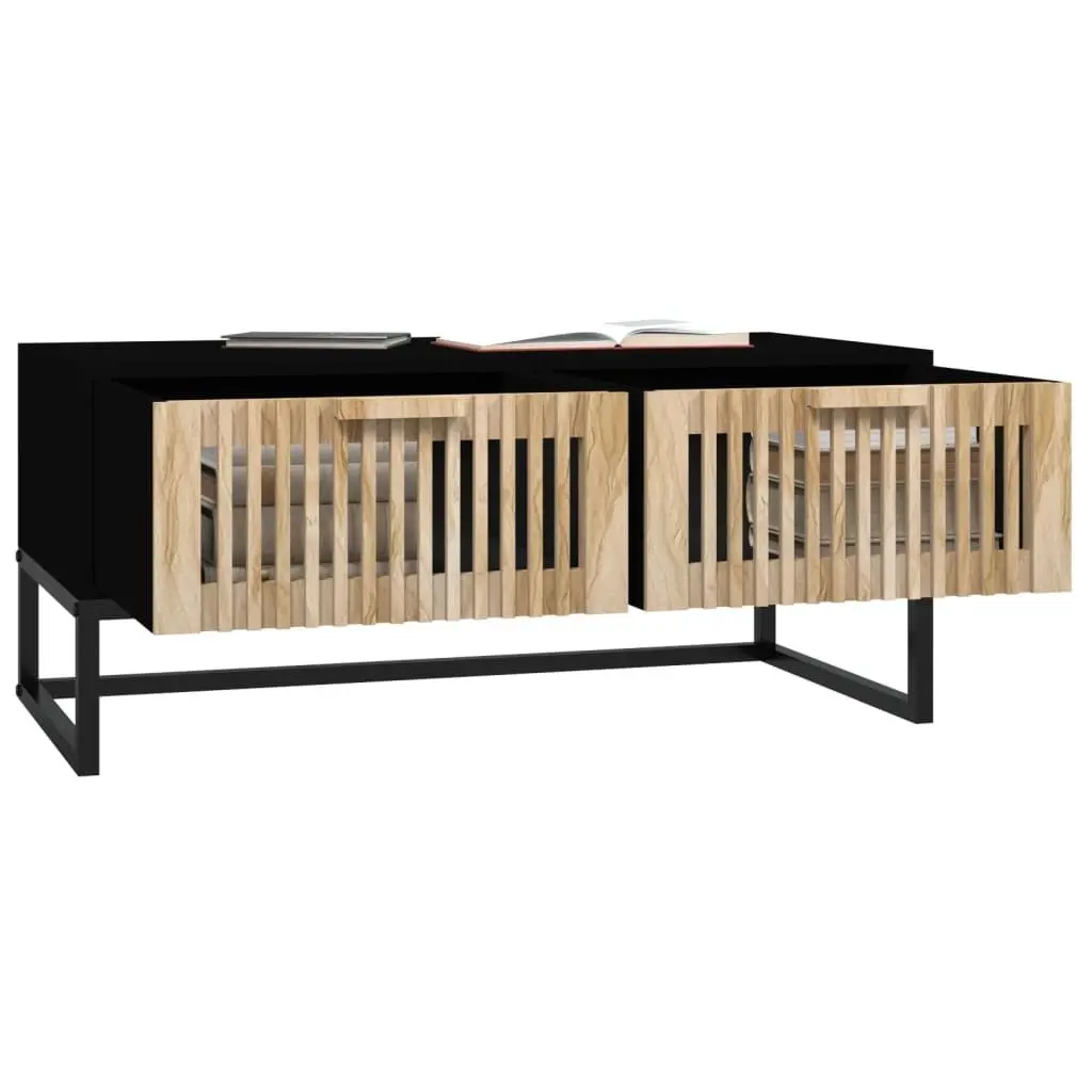 Black Coffee Table with 2 Storage Drawers
