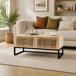 Durable Coffee Table with Storage Drawers in Brown
