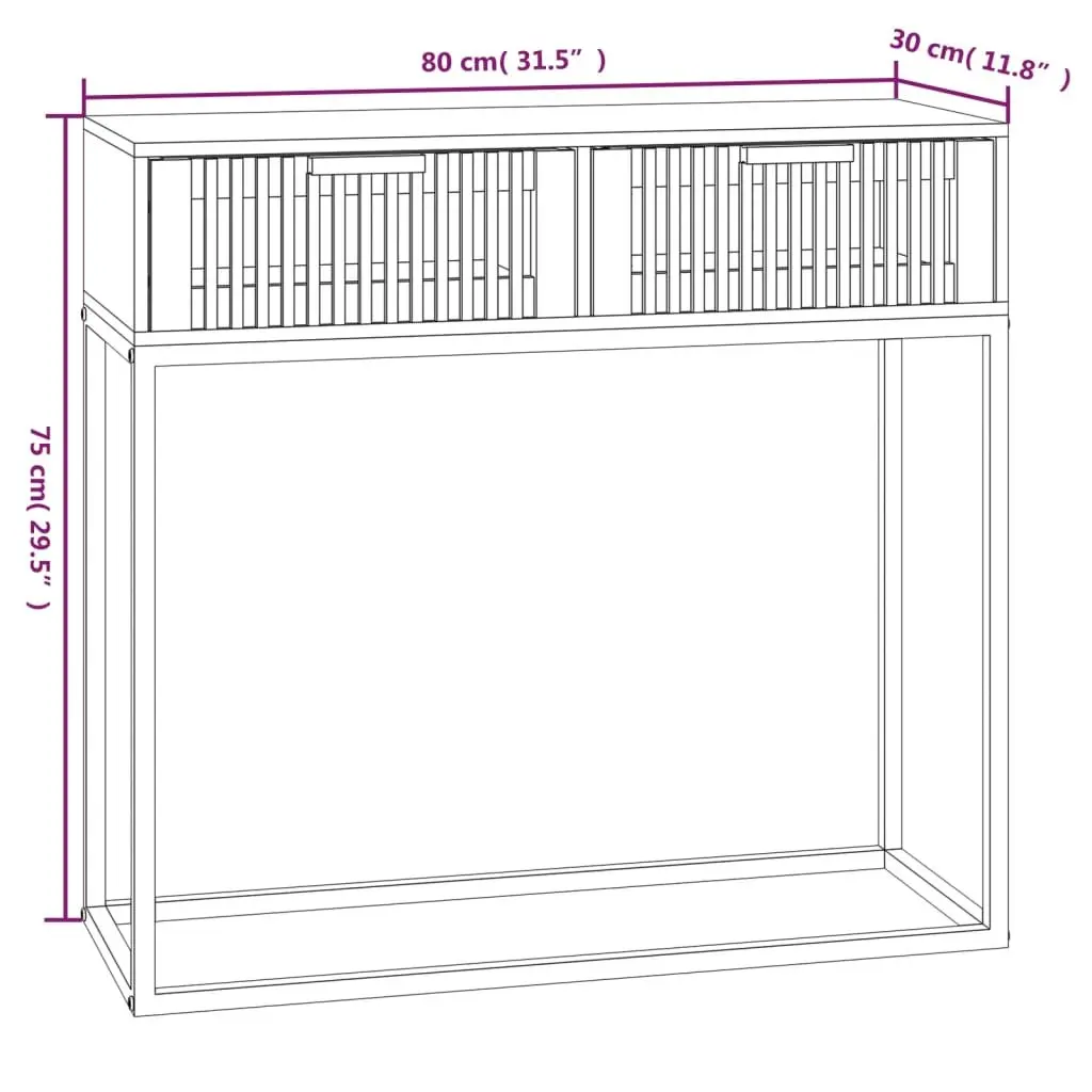 Black Console Table 80x30x75 cm for Hallway
