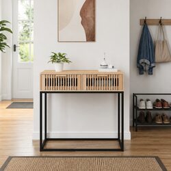 Stylish Console Table with Engineered Wood and Metal Feet