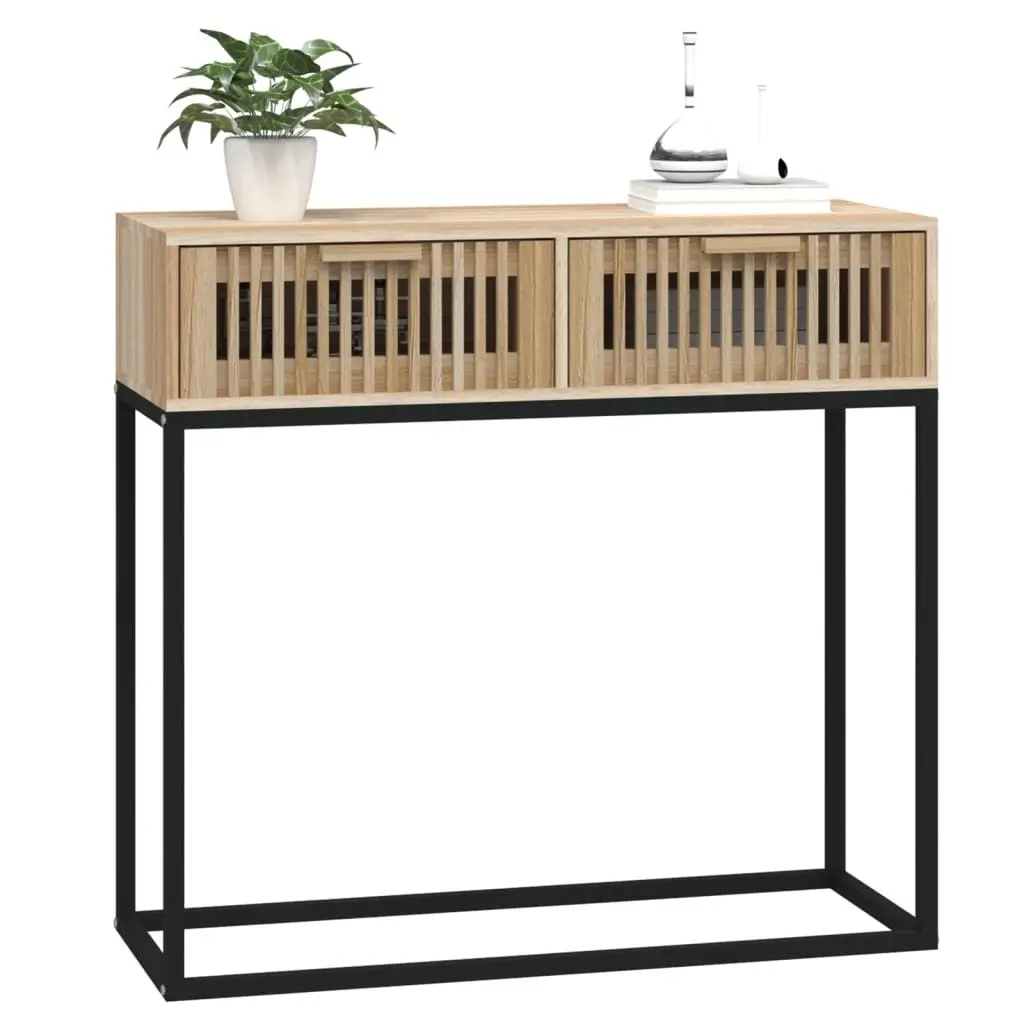 Console Table with Engineered Wood and Metal Feet