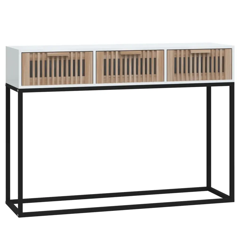 White Console Table with 3 Drawers for Storage