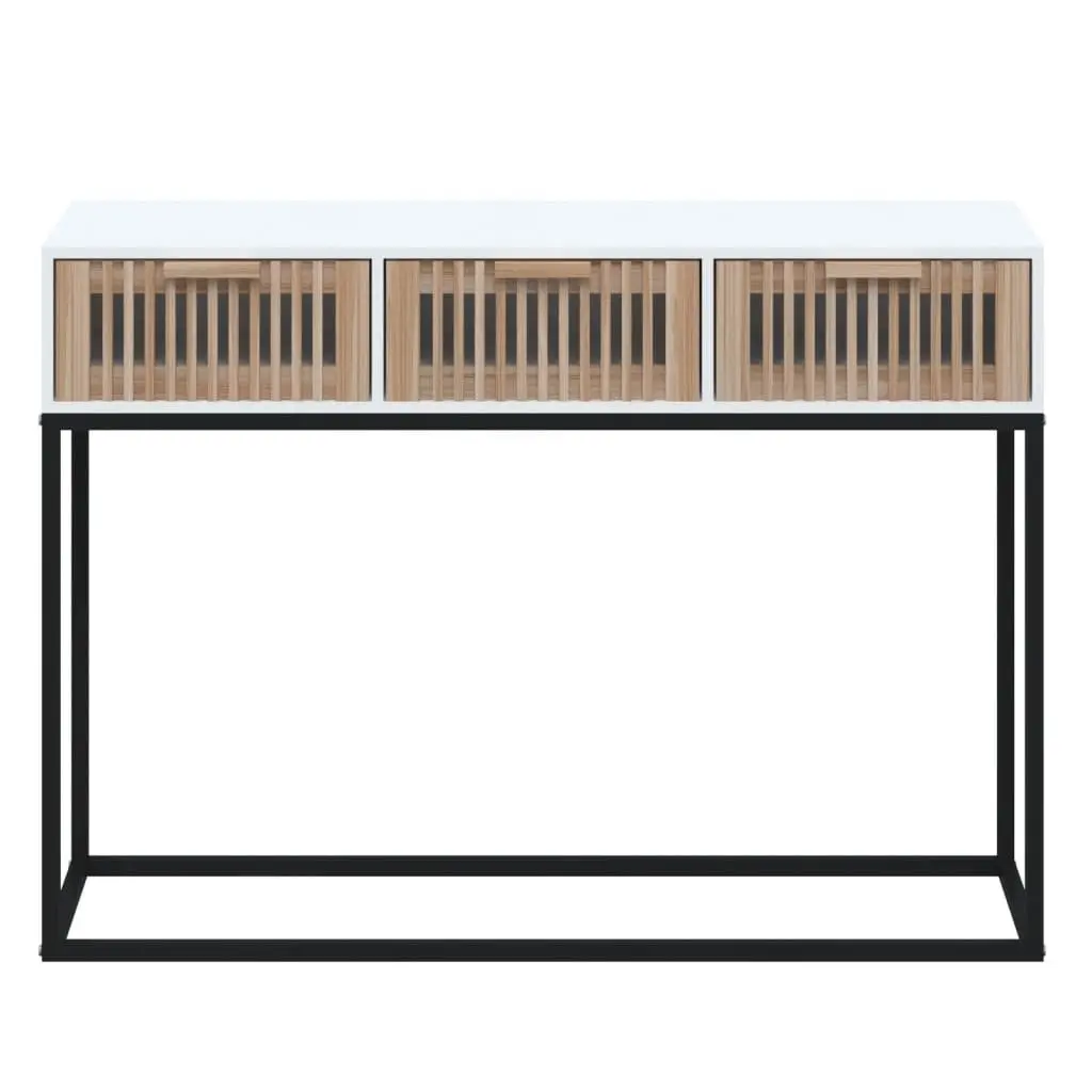 White Console Table with 3 Drawers for Storage