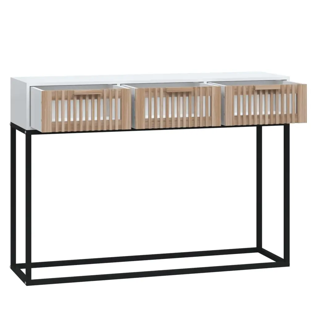 White Console Table with 3 Drawers for Storage