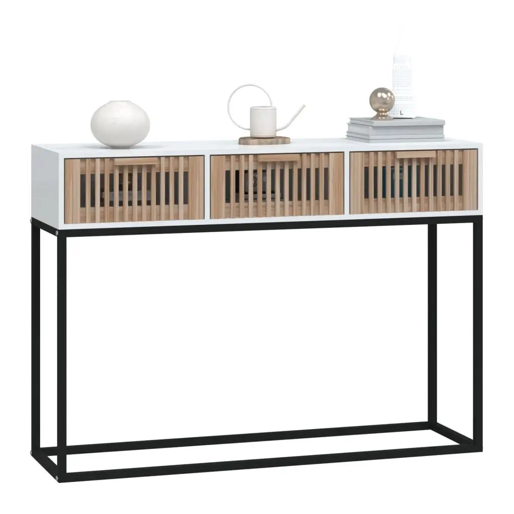 White Console Table with 3 Drawers for Storage