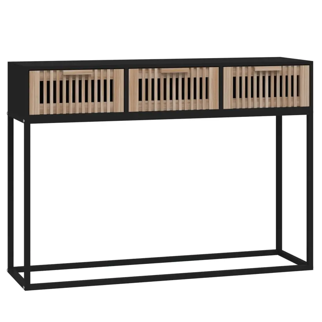 Black Scandinavian Console Table with 3 Drawers