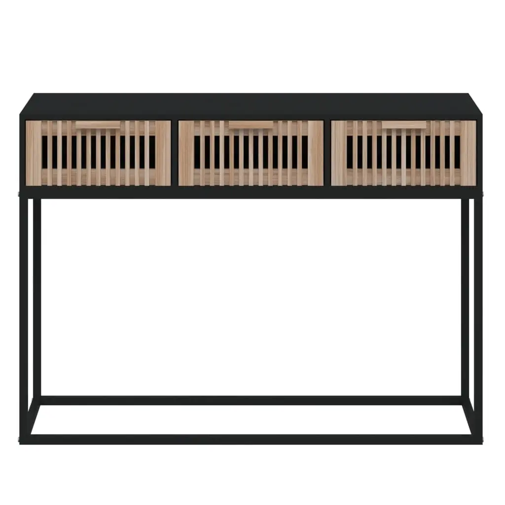 Black Scandinavian Console Table with 3 Drawers
