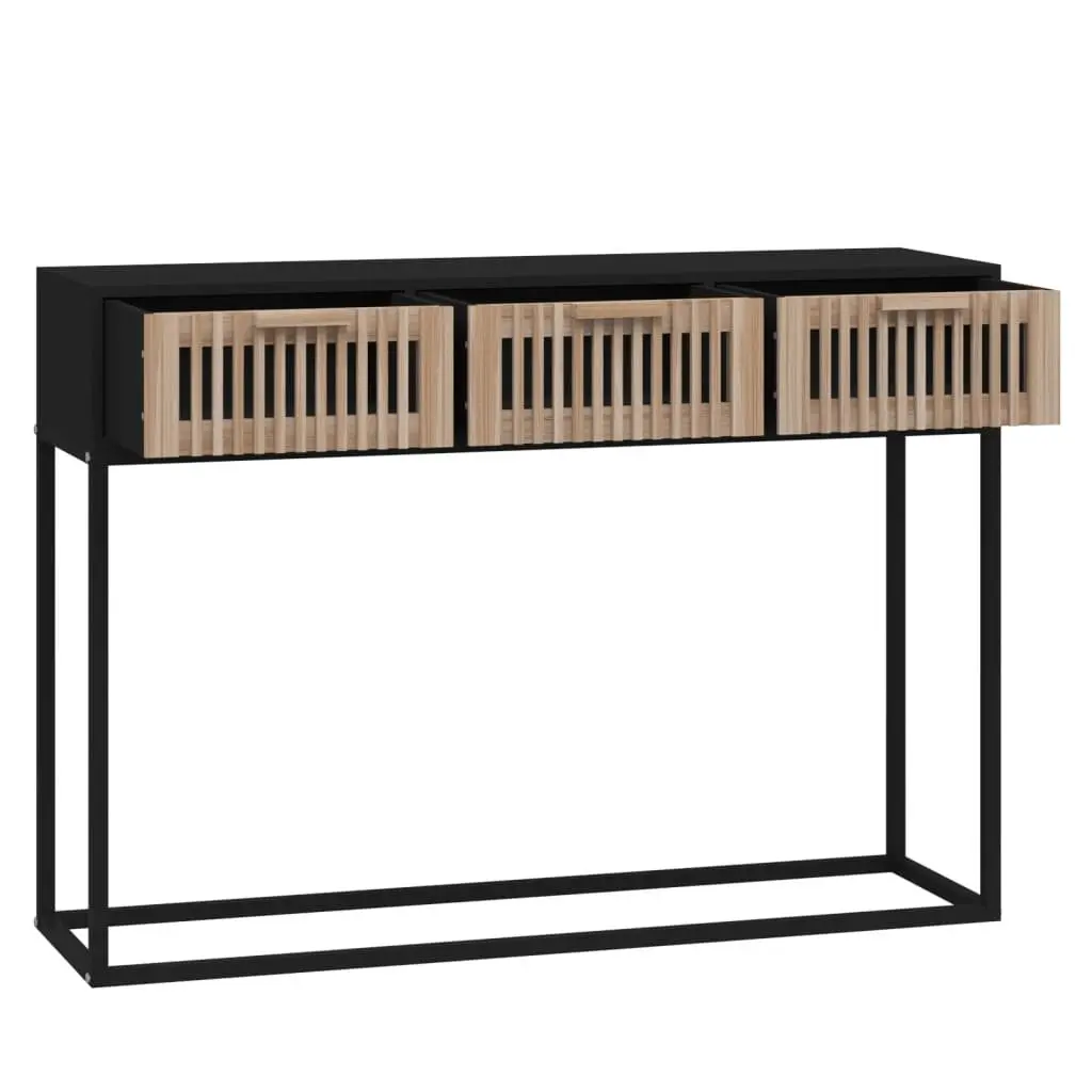 Black Scandinavian Console Table with 3 Drawers