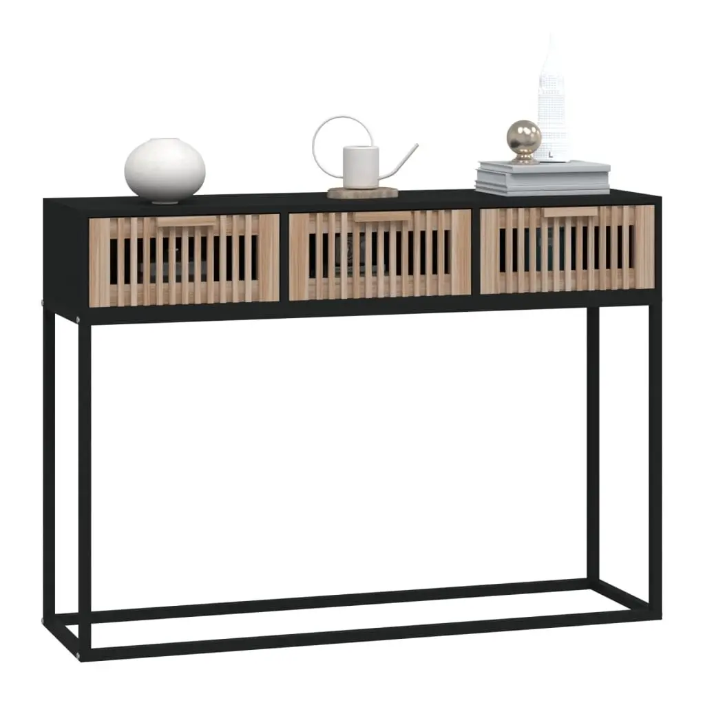 Black Scandinavian Console Table with 3 Drawers