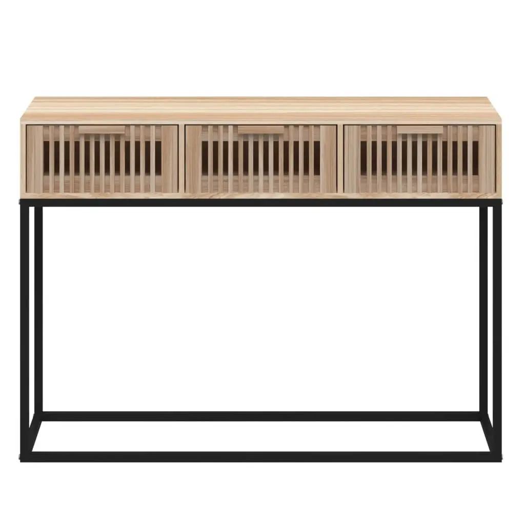 Console Table 105x30x75cm Hallway Accent Side Table 3 Drawers Brown