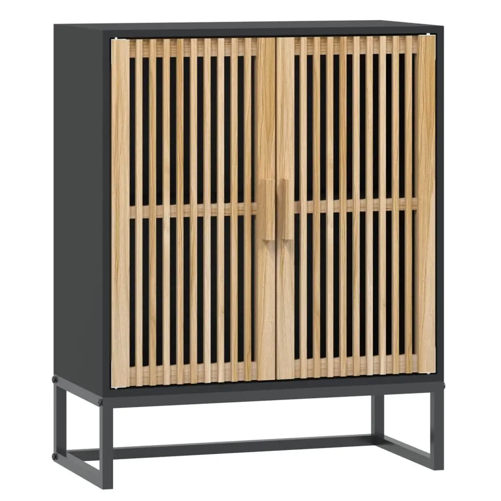 Black Engineered Wood Sideboard Storage Cabinet