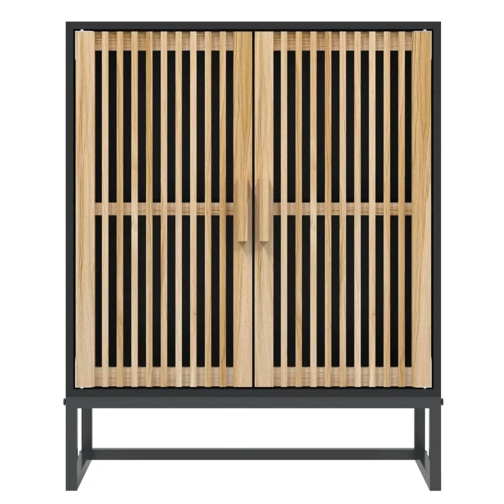 Black Engineered Wood Sideboard Storage Cabinet