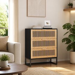 Elegant Black Sideboard Storage Cabinet 60x30x75cm