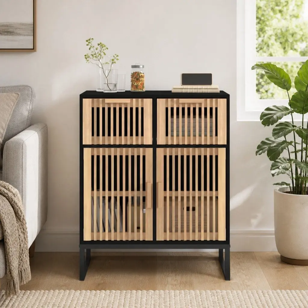 Black Sideboard Storage Cabinet 60x30x75cm