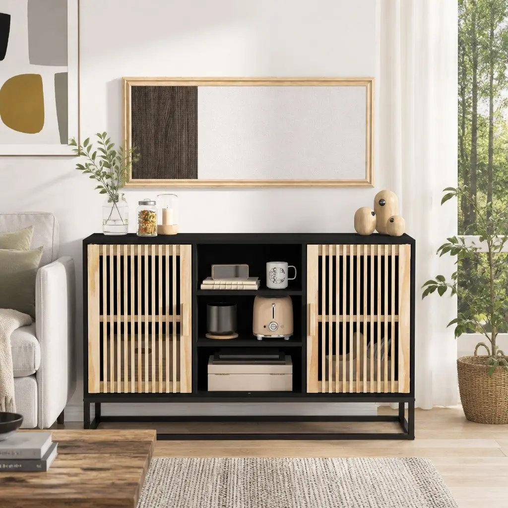 Black Sideboard 105x30x65 cm Storage Cabinet