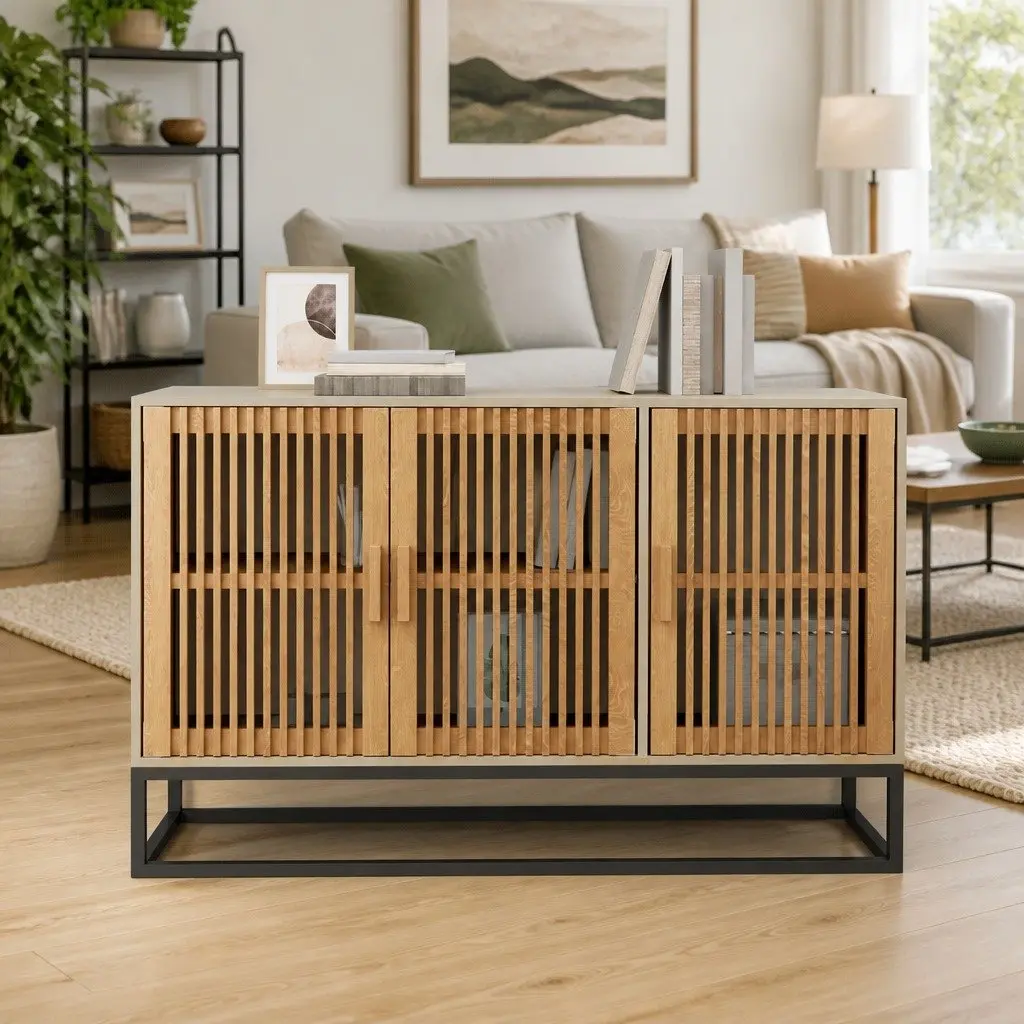 Brown Engineered Wood Sideboard Storage Cabinet