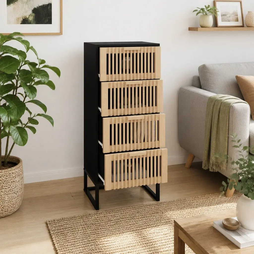 Black Highboard Storage Cabinet with Strong Build