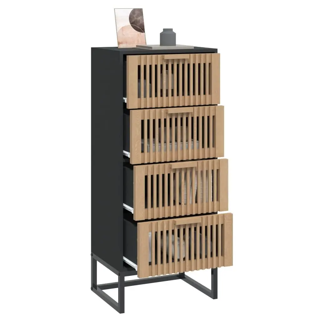 Black Highboard Storage Cabinet with Strong Build