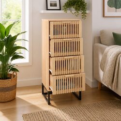 Highboard Brown Engineered Wood Storage Cabinet Tall Sideboa with Drawers