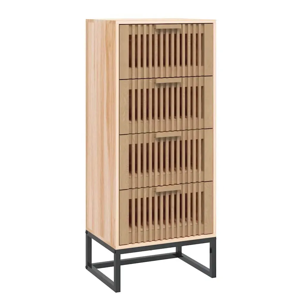 Brown Engineered Wood Highboard with Drawers