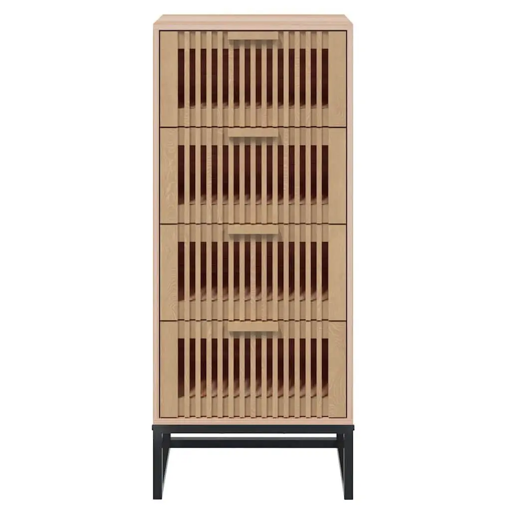 Brown Engineered Wood Highboard with Drawers