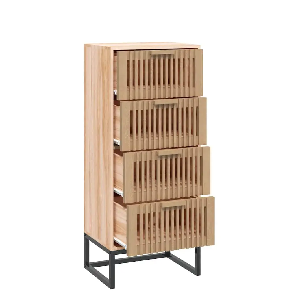 Brown Engineered Wood Highboard with Drawers