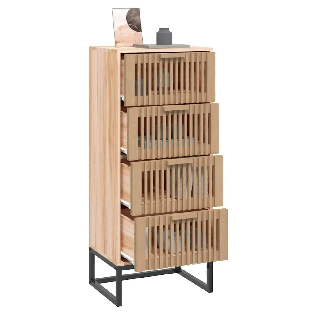 Brown Engineered Wood Highboard with Drawers