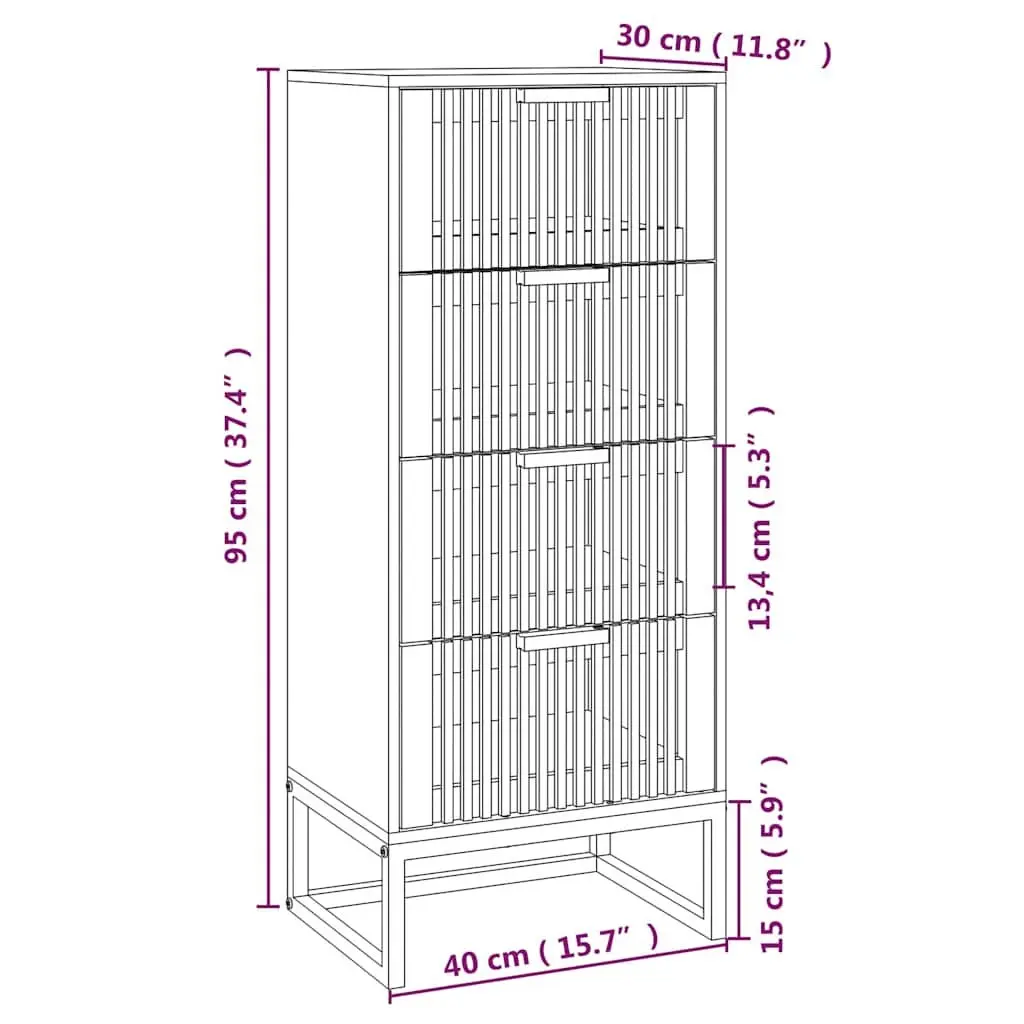 Brown Engineered Wood Highboard with Drawers