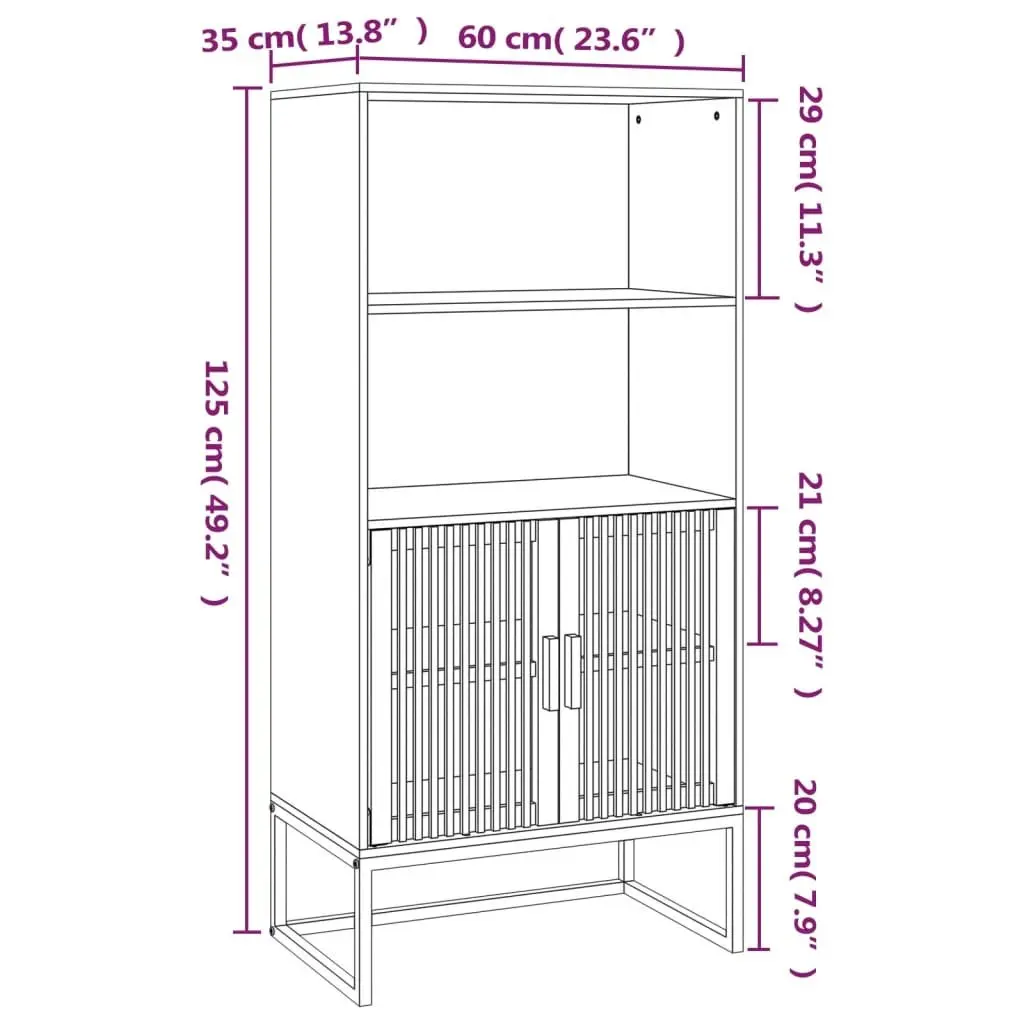 Highboard Storage Cabinet Engineered Wood 60x35x125 cm White