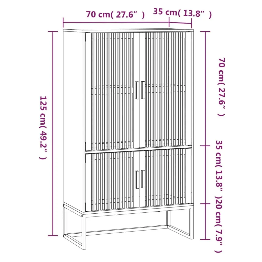 Storage Highboard Cabinet Engineered Wood 70x35x125cm Brown