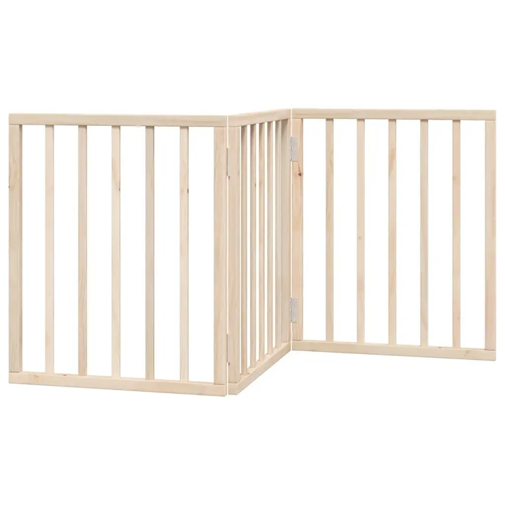 Foldable Dog Gate with 3 Panels in Brown
